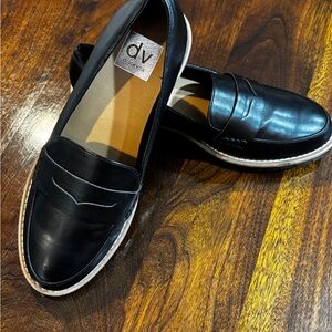 Dolce Vita Black Slip-On Loafers with White Trim